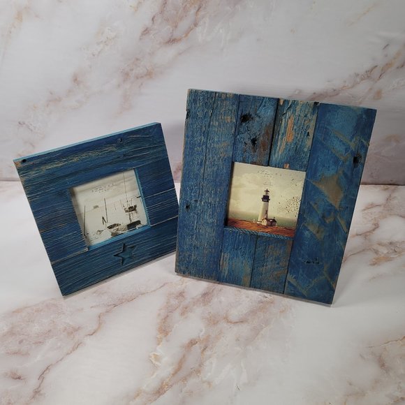 Azzure Home Blue Rustic Distressed Picture Frames - Picture 3 of 9